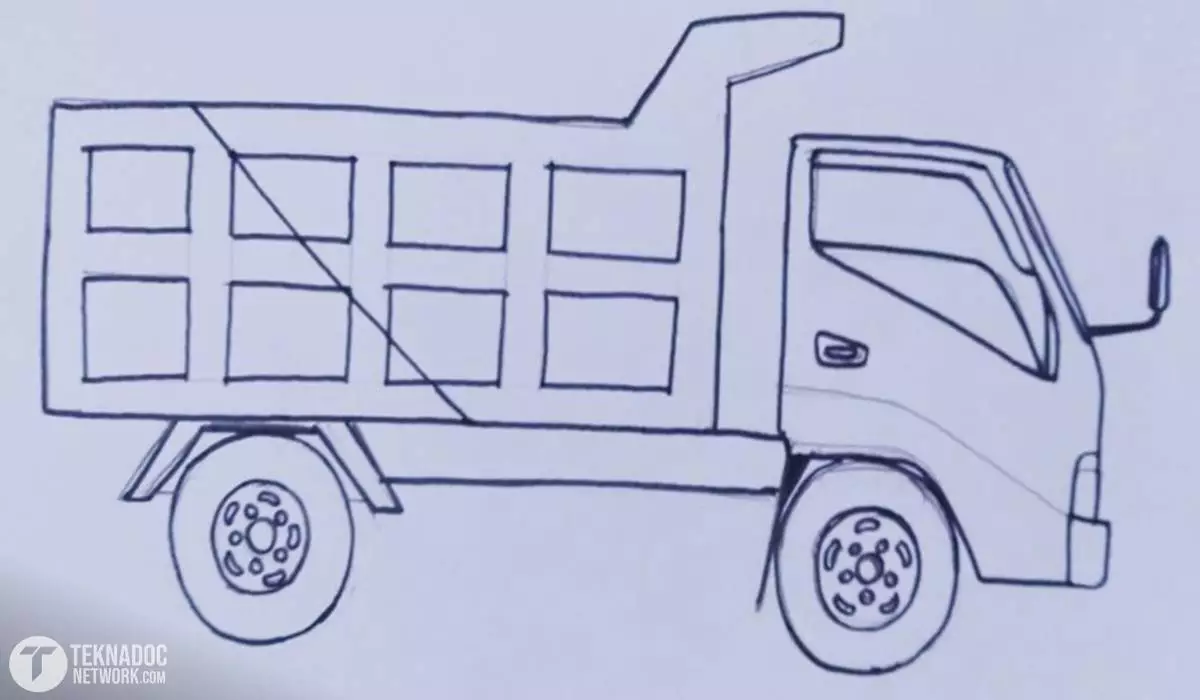 sketsa mobil truk oleng